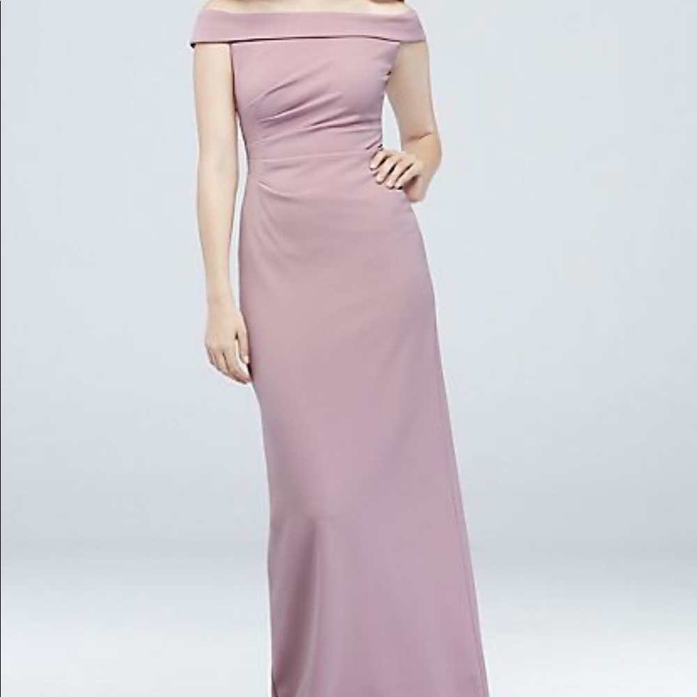 Off-the-Shoulder Stretch Crepe Ruched Dress